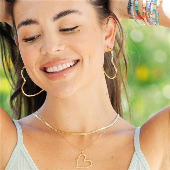 Trendy CZ Gold Hoop Earrings for Women, Lightweight Chunky Silver Earrings - Picture 12 of 16